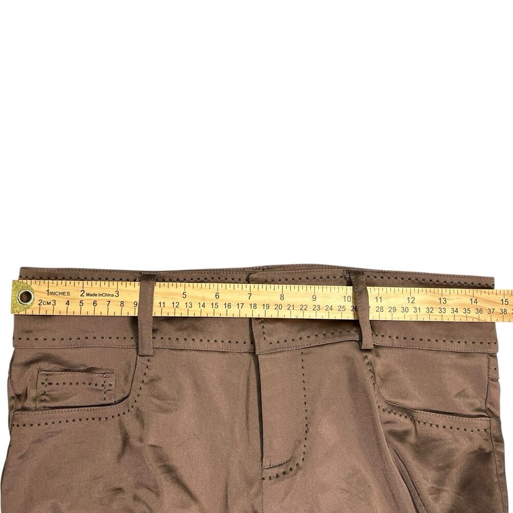 Vintage Cache Womens 6 Y2K Bronze Metallic Satin Brown Bootcut Pants Low Rise - Picture 11 of 14